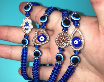 Handmade Blue Evil Eye Bracelet, Evil Eye Bracelet, Protection Bracelet, Handmade Bracelet, Nylon Bracelet, Evil Eye, Adjustable Bracelet