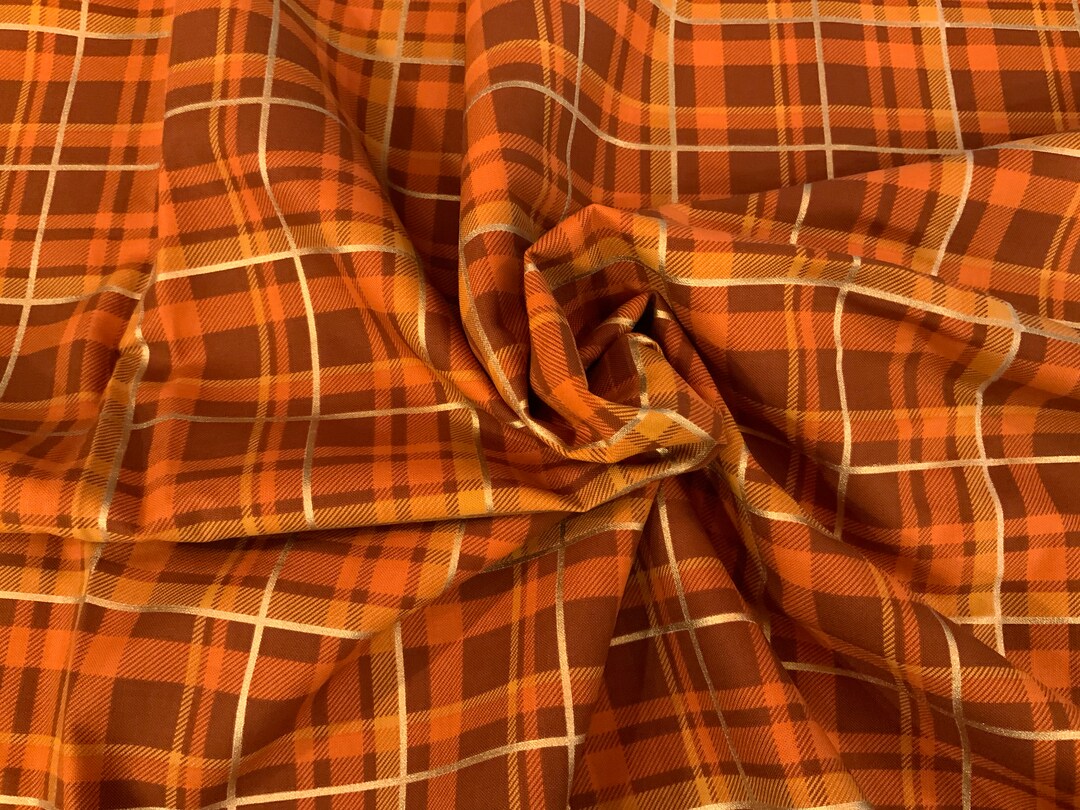 Fabric Fall Fabric Plaid Fabric Orange Fabric Gold Fabric Etsy
