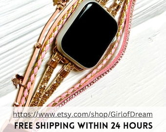 Butterfly Apple Watch Band Gold Braided Watch Woven Strap  display picture 2