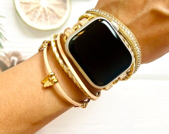 Butterfly Apple Watch Band Gold Braided Watch Woven Strap  display picture 1