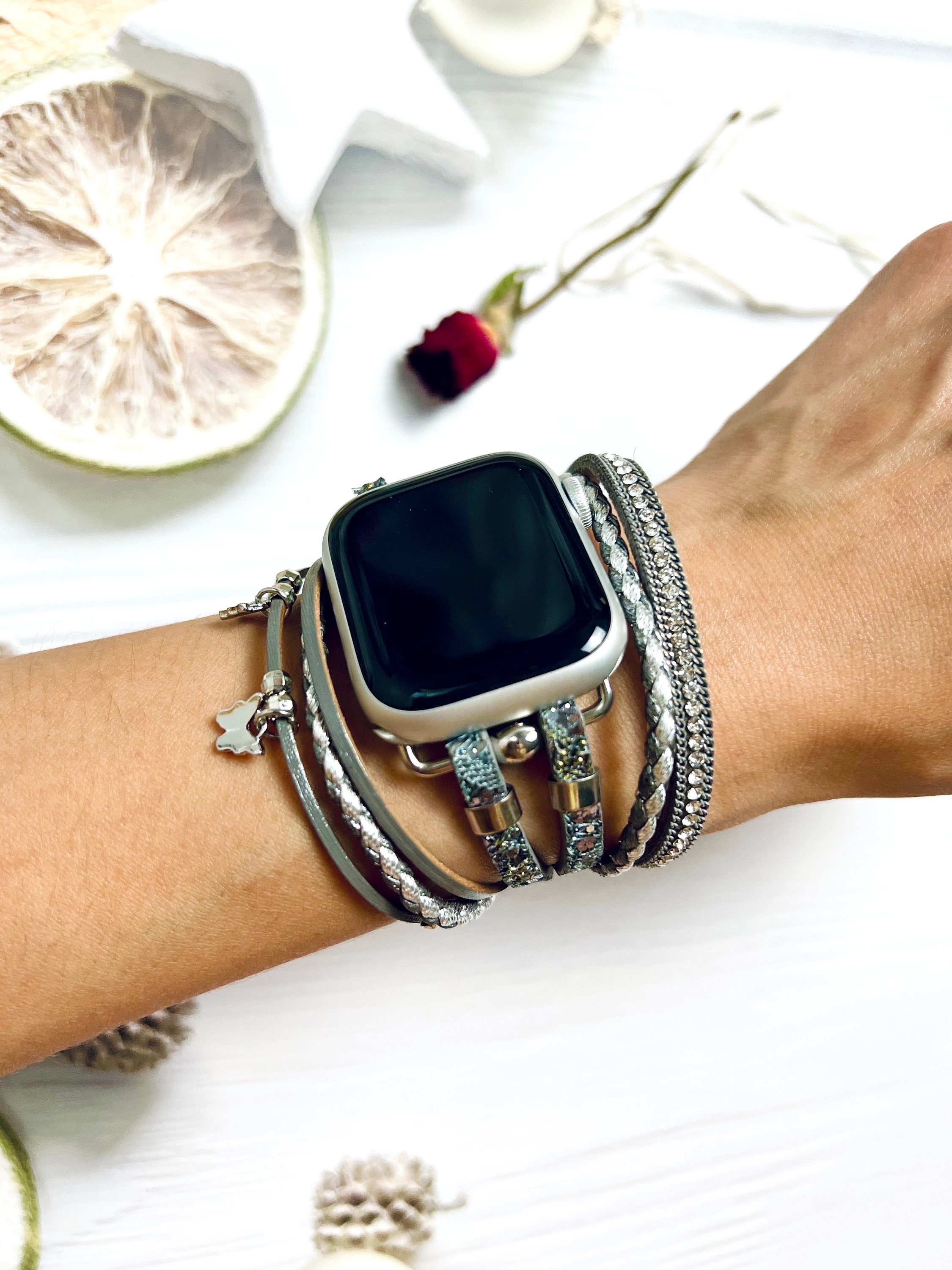 Butterfly Apple Watch Band Gold Braided Watch Woven Strap  display picture 3