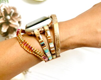 Beads Boho Braided Apple Watch Band Watch Woven Strap for  display picture 1