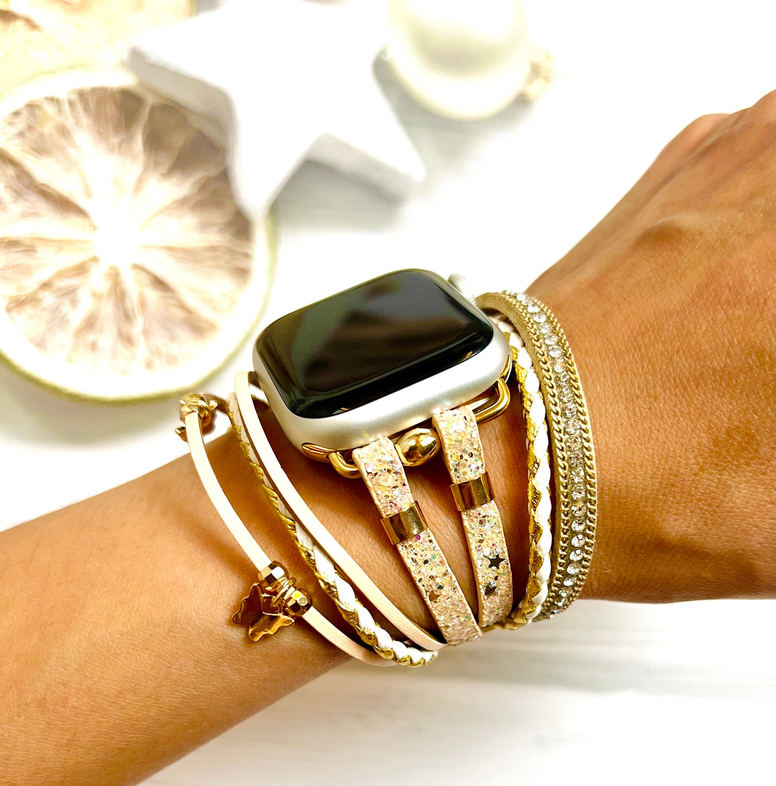 Butterfly Apple Watch Band Gold Braided Watch Woven Strap 