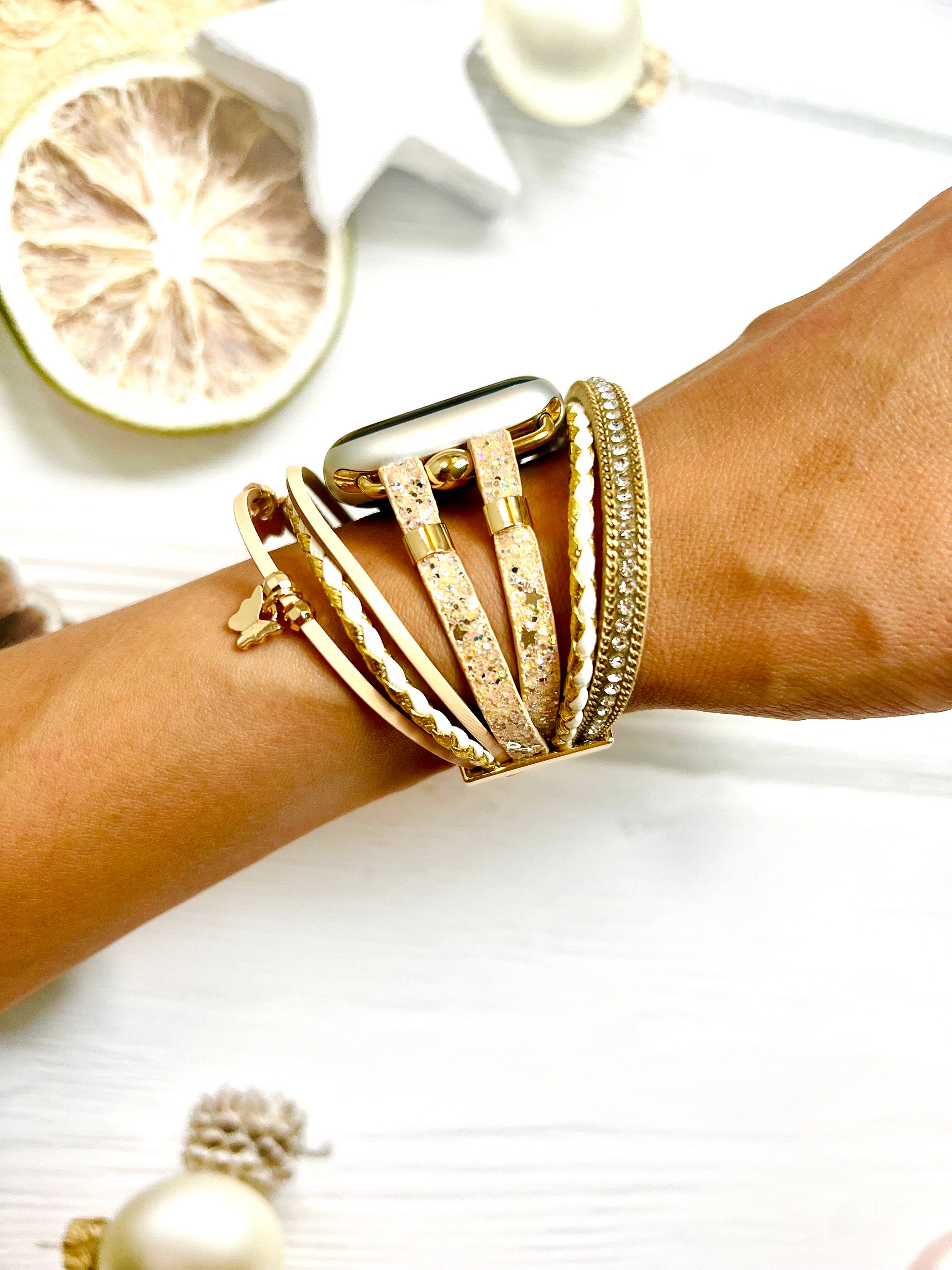 Golden Butterfly Apple Watch Band Braided Watch Woven Strap 