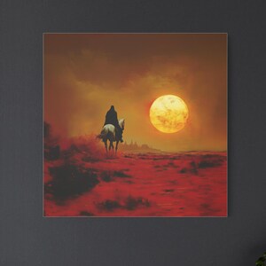 Desert Rider Canvas Art: Rustic Western Sunset Landscape