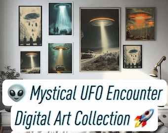 Mystical UFO Encounter Art: Sci-Fi Home Decor (Digital Download)