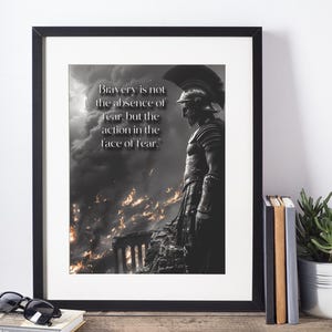 Spartan Warrior Poster - Bravery Motivational Wall Art - Ancient Rome Decor