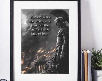 Spartan Warrior Poster - Bravery Motivational Wall Art - Ancient Rome Decor