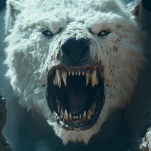 Fierce Polar Bear Art: Majestic Ice Cave Animal Print (Digital Download)