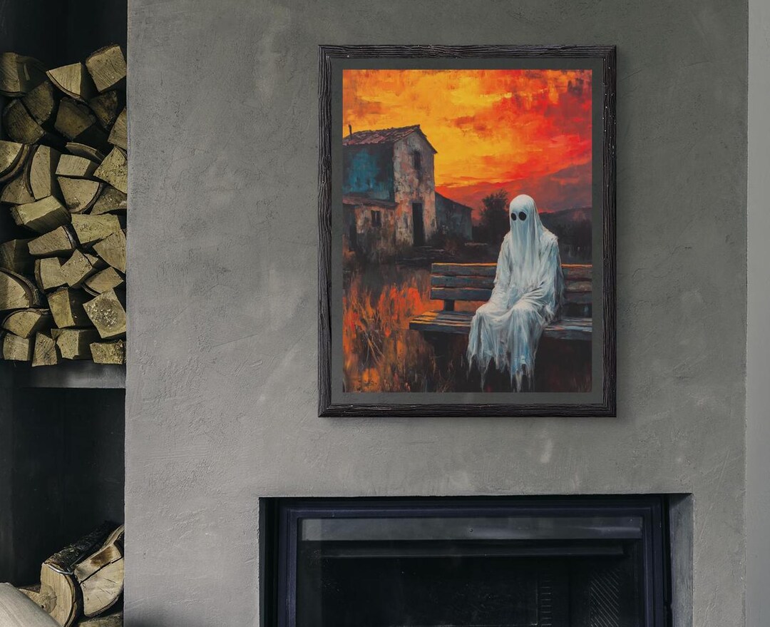 Ghost at Sunset Poster: Spooky Halloween Wall Art - Etsy