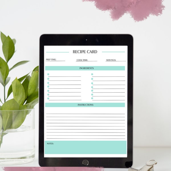 Recipe Card, Recipe Card Templet, Recipe Card Printable, Editable Recipe Card, Simple Recipe Card, Recipe Sheet, Blank Recipe page