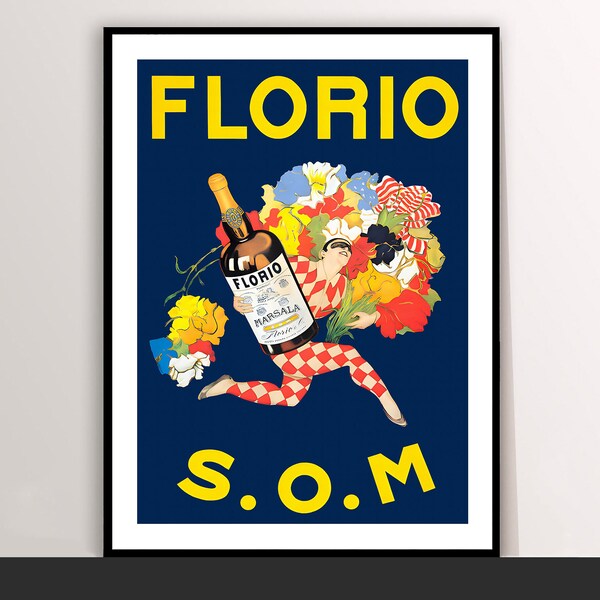 Florio Marsala S.O.M. Vintage Food&Drink Poster - Art Deco, Canvas Print, Gift Idea, Print Buy 2 Get 1 Free