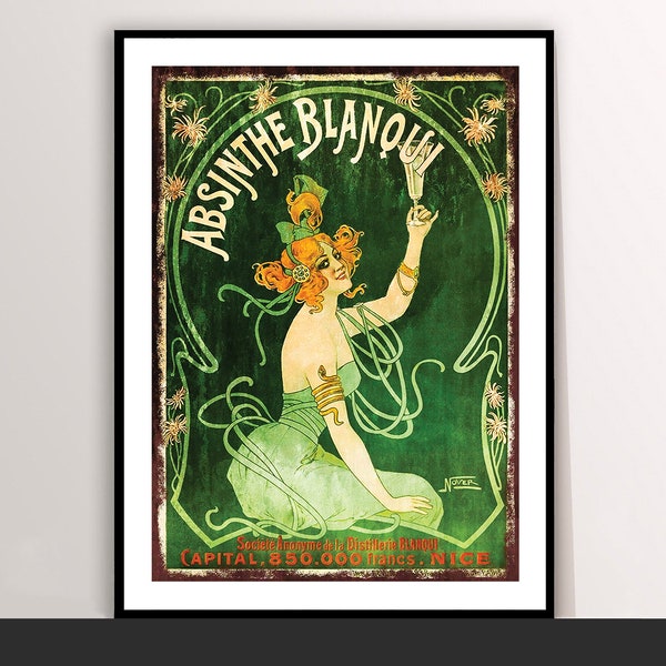 Absinthe Blanqui Vintage Food&Drink Poster - Art Deco, Canvas Print, Gift Idea, Print Buy 2 Get 1 Free