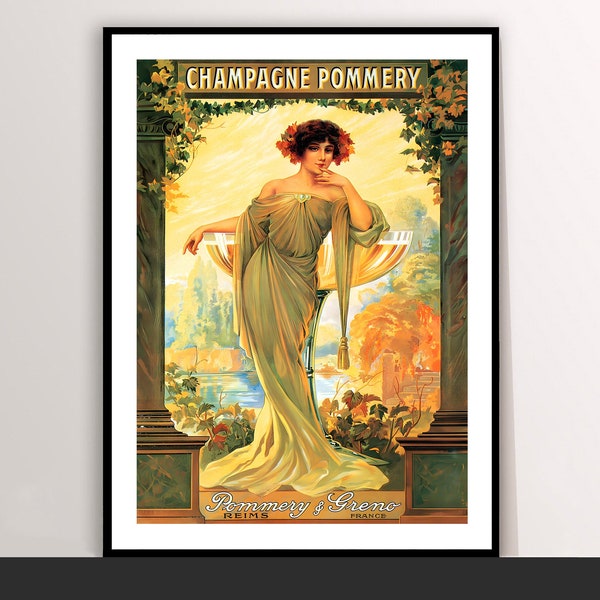 Champagne Pommery et Greno Reims vintage Food&Drink Poster - Champagne Lovers, Art Deco, Canvas Print, Gift Idea, Print Buy 2 Get 1 Free