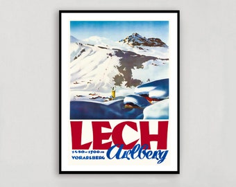 Winter Sport in Lech Arlberg Österreich Austria Vintage Ski Poster - Art Deco, Canvas Print, Gift Idea, Print Buy 2 Get 1 Free