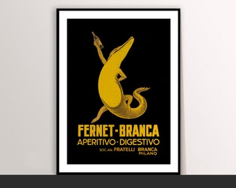 Fernet-Branca Aperitivo-Digestivo Vintage Food&Drink Poster - Art Deco, Canvas Print, Gift Idea, Print Buy 2 Get 1 Free