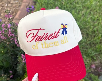 Snow White Princess Inspired Disney Trucker Hat Embroidered Baseball Cap Style Snapback Personalized "Fairest of them all"