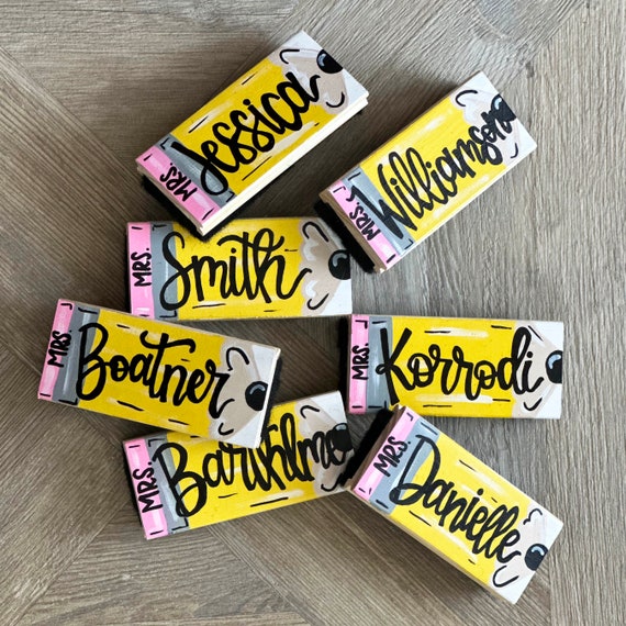 Hand painted whiteboard Eraser, Personalized Teacher Gift