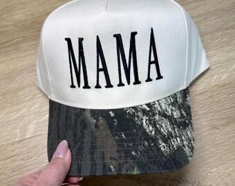 Camouflage Mama Trucker Hat Embroidered Baseball Cap Camouflage Style Snapback