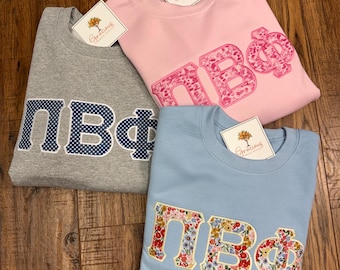 Greek Letter Sweatshirt Sorority Custom Crewneck Style Sweatshirt