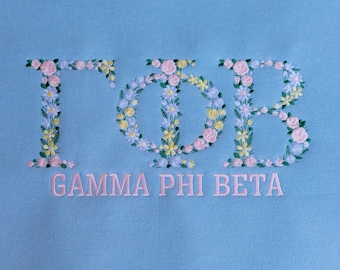 Flower Greek Letter Sweatshirt Sorority Custom Crewneck Style Sweatshirt with Flowers