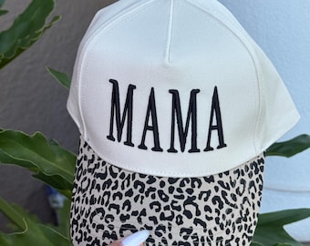 Leopard Mama Trucker Hat Mama Embroidered Baseball Cap Leopard Style Snapback