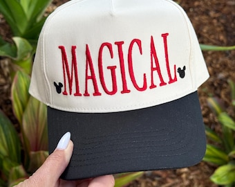 Disney Inspired Magical Trucker Hat Embroidered Baseball Cap Style Snapback Personalized Magical Mouse