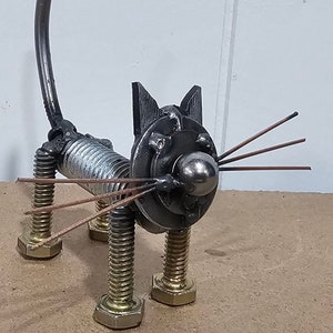 Cat - welded metal art, made out of nuts and bolts