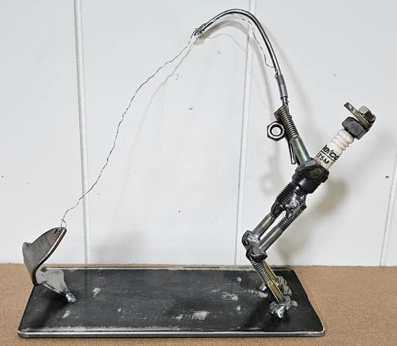 Fisherman Made Out of Nuts, Bolts, Spark Plug, Welded Art, Metal Art Etsy