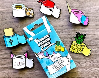 Toilet Paper Enamel Pin Blind Box