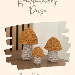 Crochet pattern for mushrooms, instructions for autumn, crochet autumn decorations in German