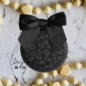 Black Monochromatic Leopard Print Car Freshie