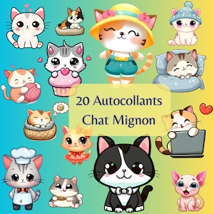 20 PNG de haute qualité   Chat mignon. Usage commercial-Téléchargement numérique - Fabrication de cartes, Clip Art, Artisanat