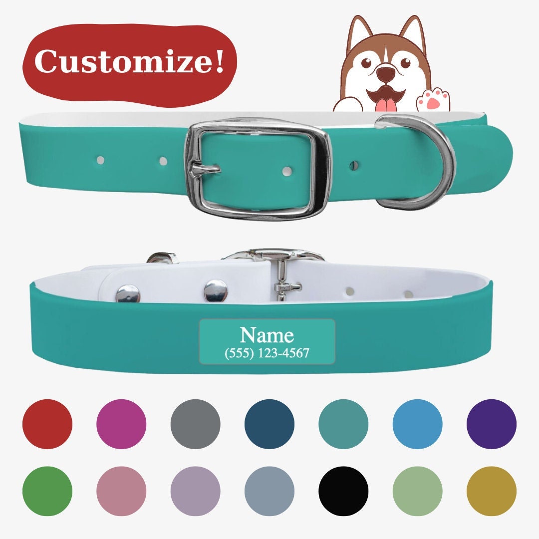 Waterproof Personalized Dog Collar Using Name Number Heavy Etsy