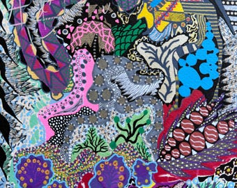 クレヨン画、円形画、紙に描いた絵、非具象画、抽象画、手作り、抽象画