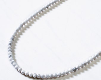 3mm Howlite Faceted 31" Necklace / Multi Wrap Bracelet
