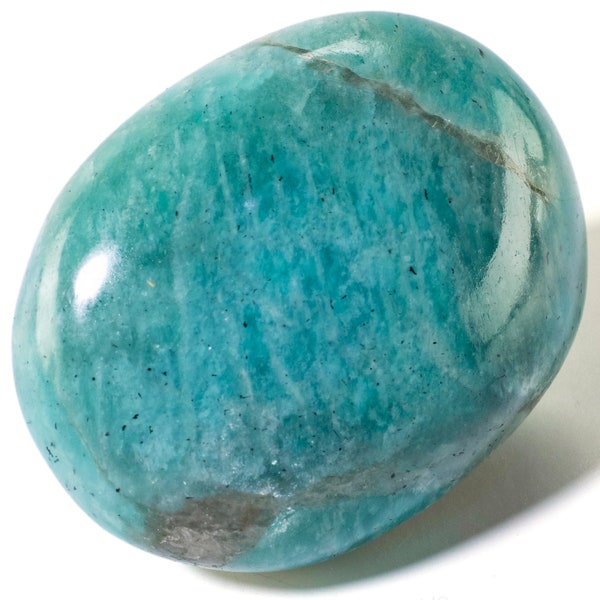 KALIFANO Amazonite Palm Stone - Natural Healing Crystal for Calming Energy and Balance (Information Card Included)