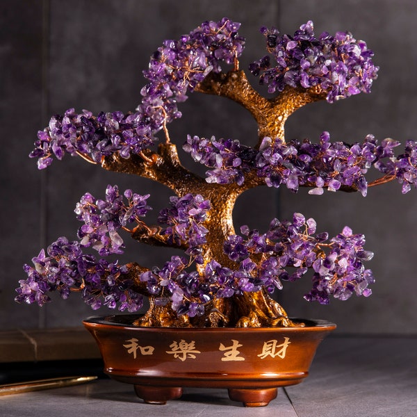 Large Amethyst Bonsai Tree of Life with 1,251 Crystals