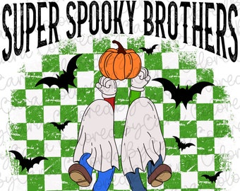 Jongens Halloween png Super Spooky Brothers png jongen Halloween-kostuums herfstontwerpen super spookachtige spoken retro-ontwerpen halloween jongen sublimatie