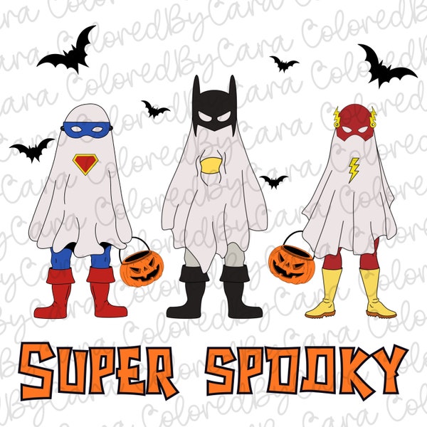 Boys Halloween trio png Super Hero png boy Halloween costumes fall designs super spooky ghosts retro designs halloween trio boys sublimation