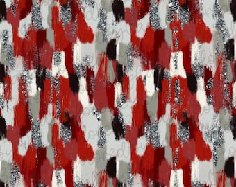 Red brushstrokes silver glitter seamless pattern/ digital paper/ brush strokes/ seamless digital paper/ colorful strokes digital paper