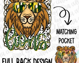 Lions preppy mascot coquette png girls preppy lions design dtf green and gold lions png lions mascot preppy png