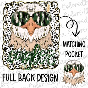 Eagles preppy mascot coquette png girls preppy eagles design dtf green and black eagles png eagles mascot preppy png