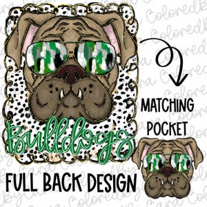 Bulldogs preppy mascot coquette png girls preppy bulldogs design dtf Kelly green bulldogs png bulldogs mascot preppy png