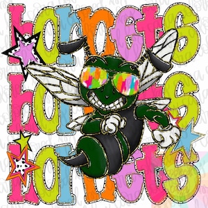 Preppy neon green hornets preppy mascot coquette png girls preppy hornets design dtf pink hornets png jackets mascot preppy