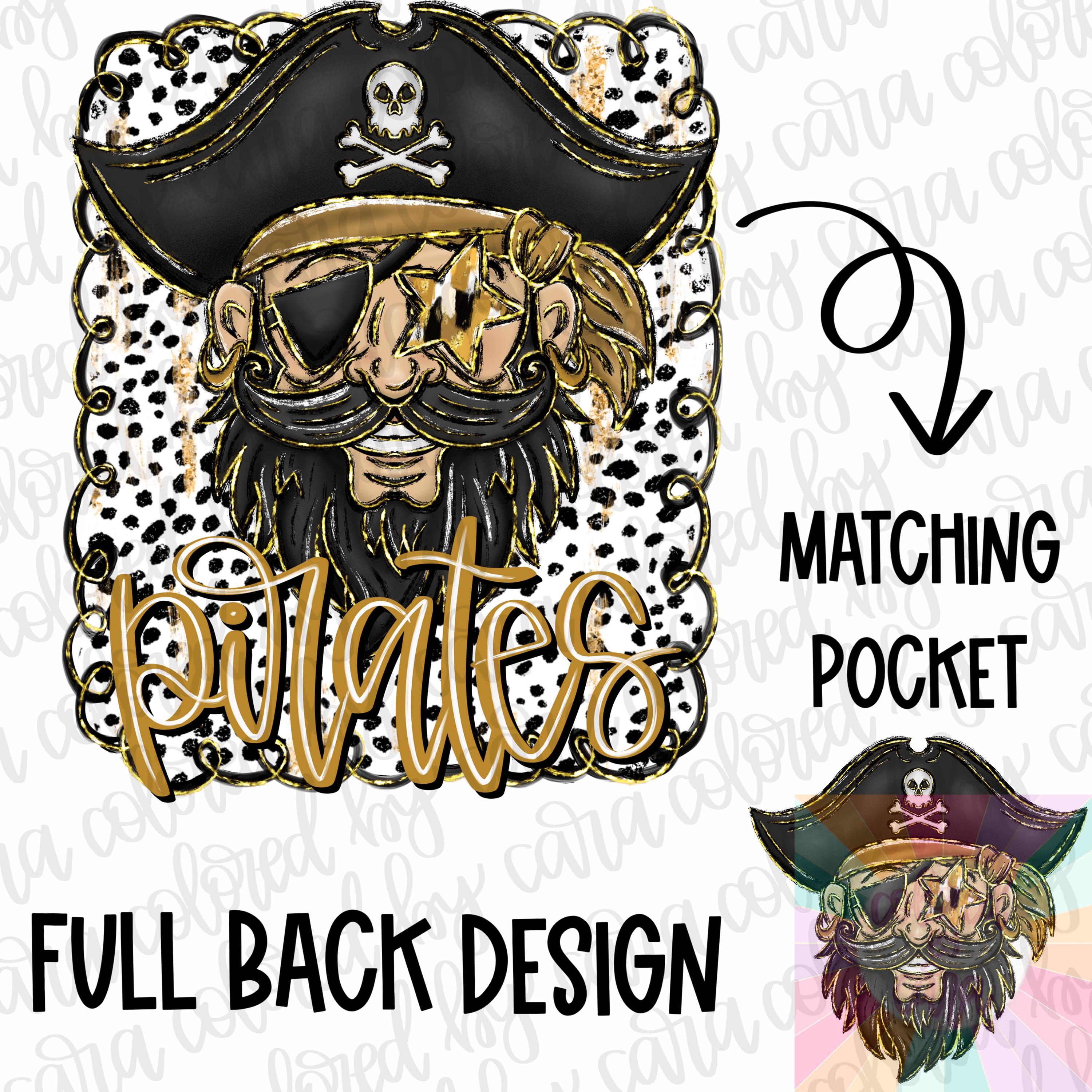 Pirates preppy mascot coquette png girls preppy pirate design dtf gold and black pirates png pirates mascot preppy png