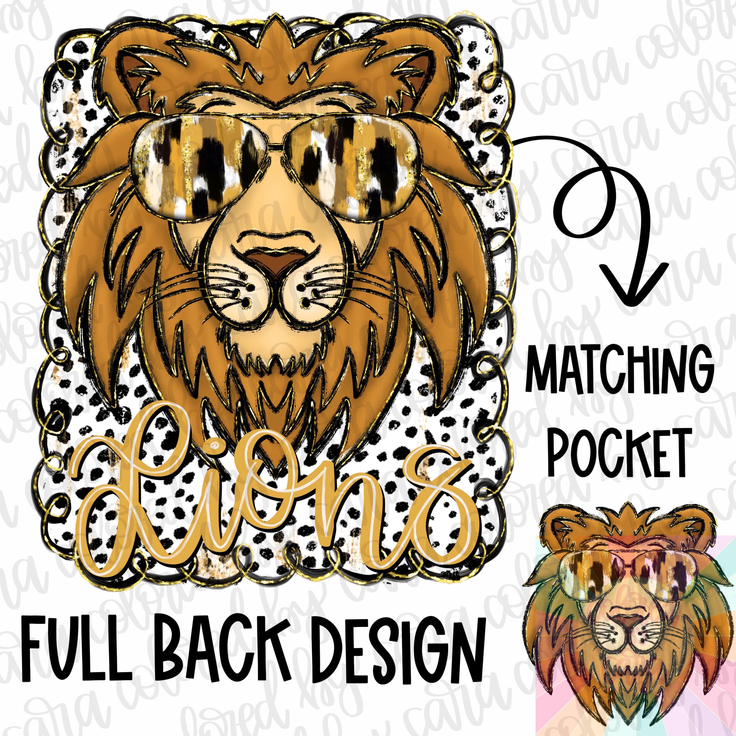Lions preppy mascot coquette png girls preppy lions design dtf gold and black lions png lions mascot preppy png