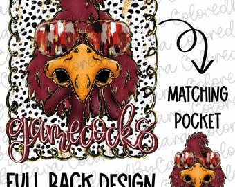 Gamecocks preppy mascot coquette png girls preppy Gamecocks design dtf red and black Gamecocks png Gamecocks mascot preppy png