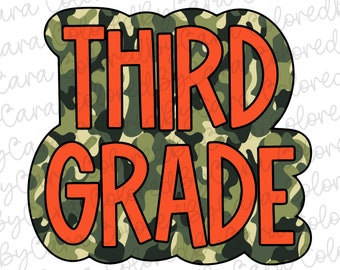 third grade PNG/ camo boy back to school png/ elementary png/ school png/ school dtf design/ school png/ boys camo png/ hunting