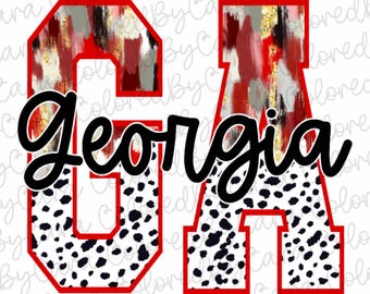 georgia png/ GA png/ brushstrokes/ Dalmatian/ preppy state designs/ red and black/ acrylic